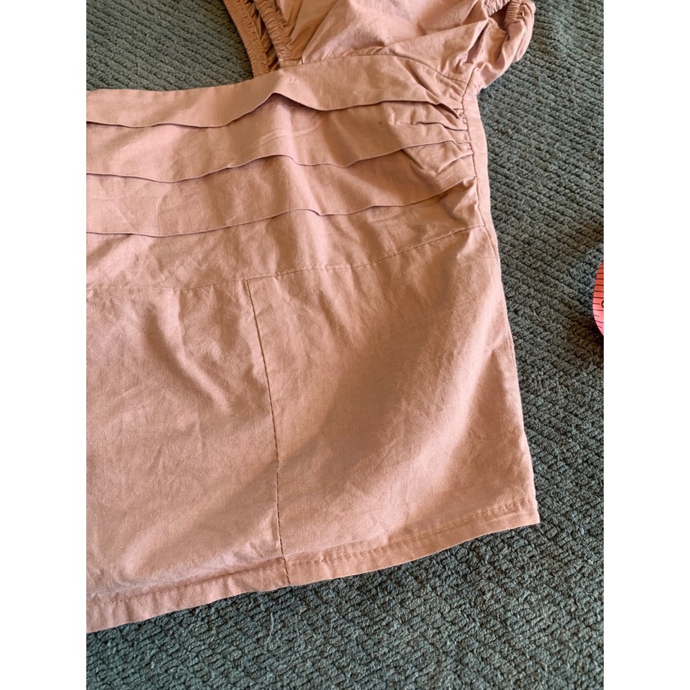 Sim & Sam Women Burnish Lilac Pleated Puff Sleeve Smocked Crop Top 52312BL L - Picture 3 of 9